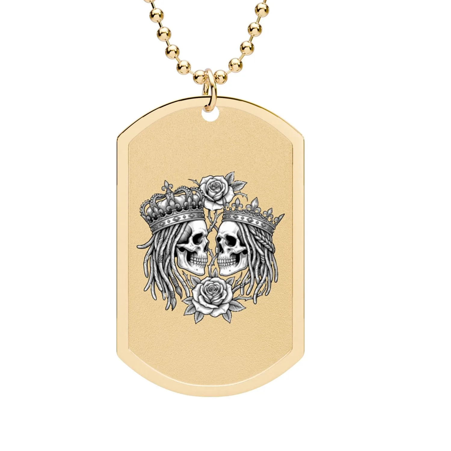 Authentic Ethereal Skull Crown Amulet – Rose‑Gold Dog Tag Pendant