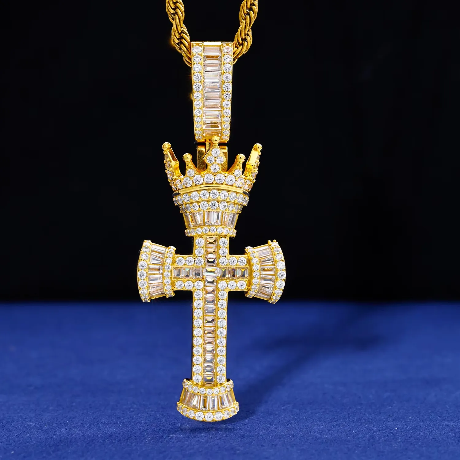 Authentic The Sovereign Radiance Crown Cross Moissanite Talisman