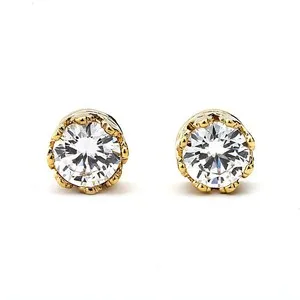 Authentic Royal Sovereignty Crown Stud Earrings - Radiant Gold Plated Energy Talisman