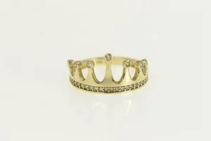 Authentic 1.00 Ct Round Cut Simulated Diamond Crown Engagement Ring 14K Yellow Gold Plated