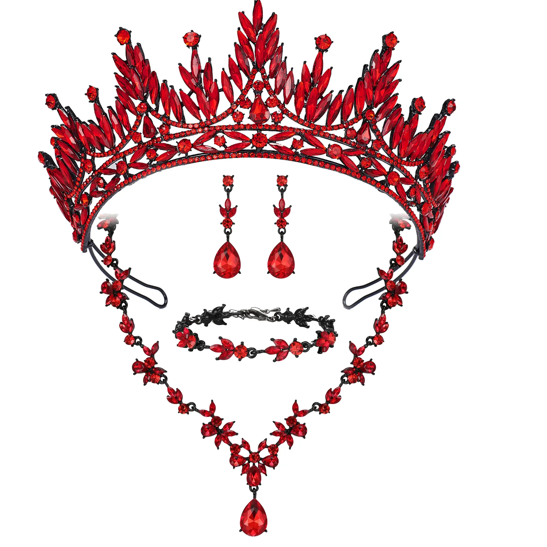 Authentic Princess Tiaras Crown Jewelry Sets for Women Wedding Bridal Necklace Earrings and Bracelet Party Birthday Gifts Accessory