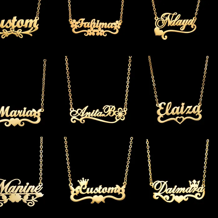 Authentic Custom Name Necklace Fashion Customized Stainless Steel Necklaces Names Chain For Women Birthday Gift Jewelry Gold Color Pendant
