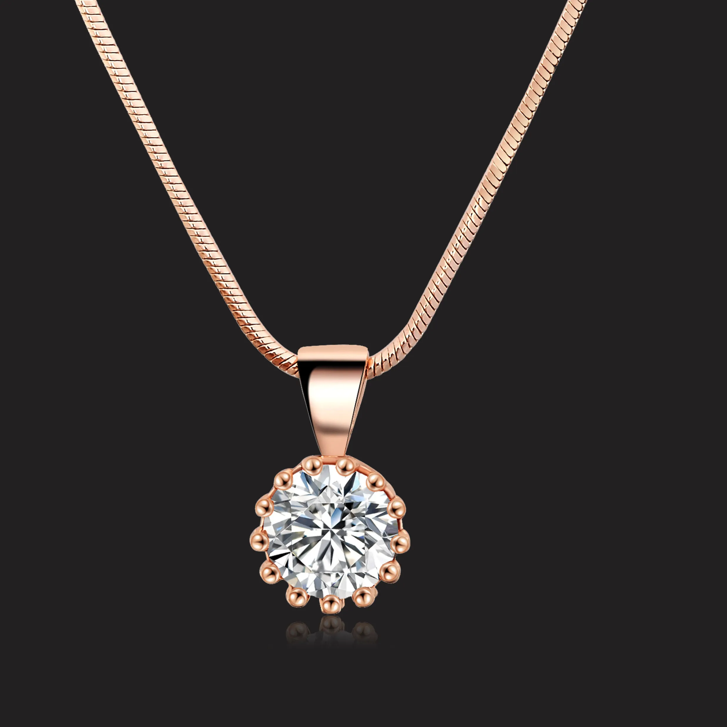 Authentic Unique Cubic Zirconia Pendants Necklaces For Women Crystal Gold Color Crown Chain Necklaces Fashion Jewelry For Female DFN390
