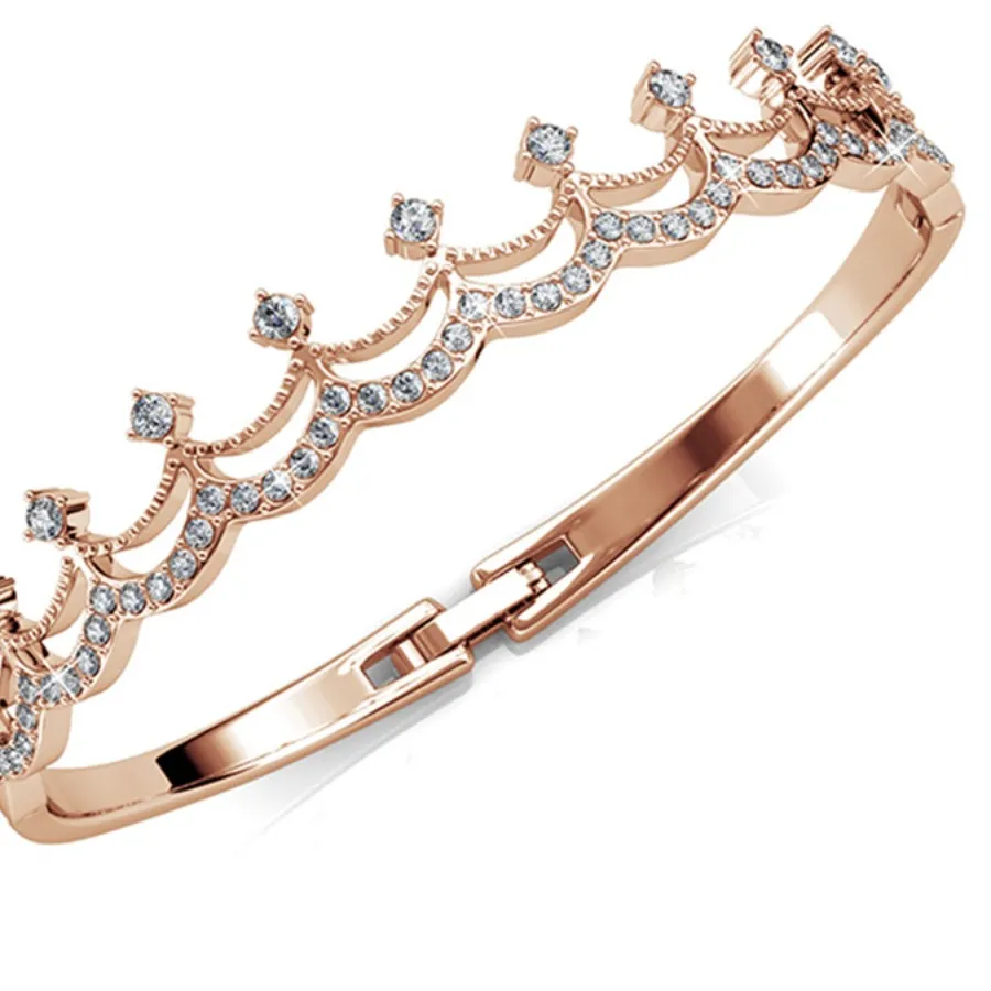 Authentic Daisini  Special Design Crown Clear Crystals from Swarovski Bangles Rose Gold Plated  Women Charm Exquisite Quality Bass Jewelry
