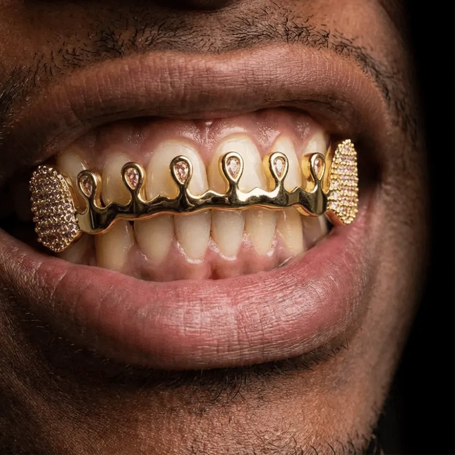 Authentic Removable Hiphop Teeth Grillz Punk Bling Dental Grills Gold Silver Color Funny Charm Teeth Grillz Dental Crown
