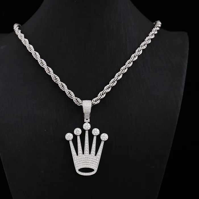 Authentic Provence 10K White Gold Crown Charm Ice Out Def VVS Round Moissanite Diamonds Men Daily Wear Hip Hop Jewelry Anniversary Party