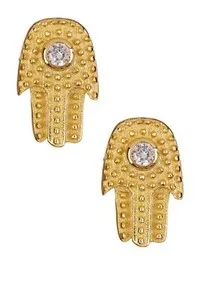 Authentic Argento Vivo 18k Gold Plated Sterling Silver Hamsa Crystal Stud $38