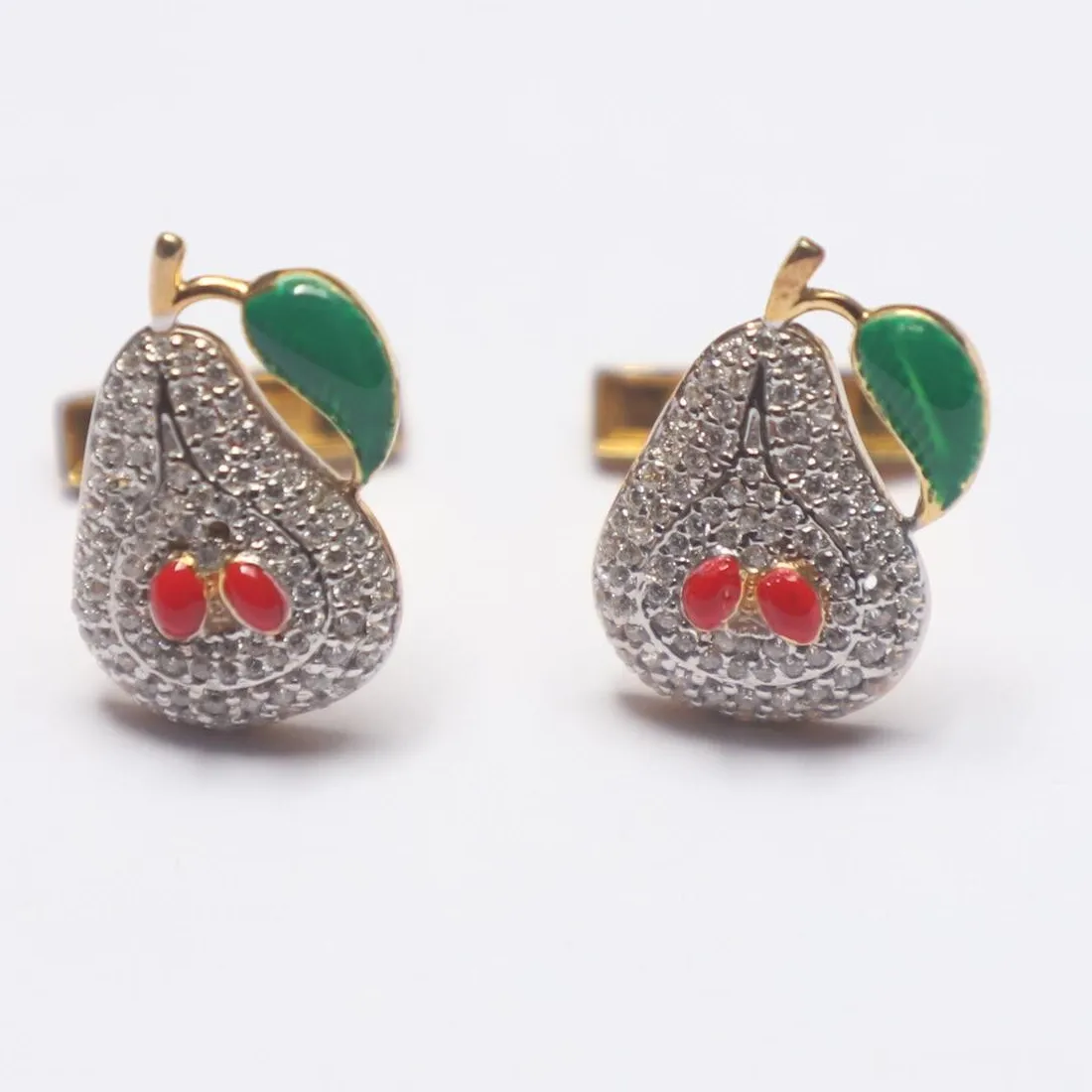 Authentic Forbidden Orchard Wealth Talisman - Enamel and Gold Plated Apple Cufflinks