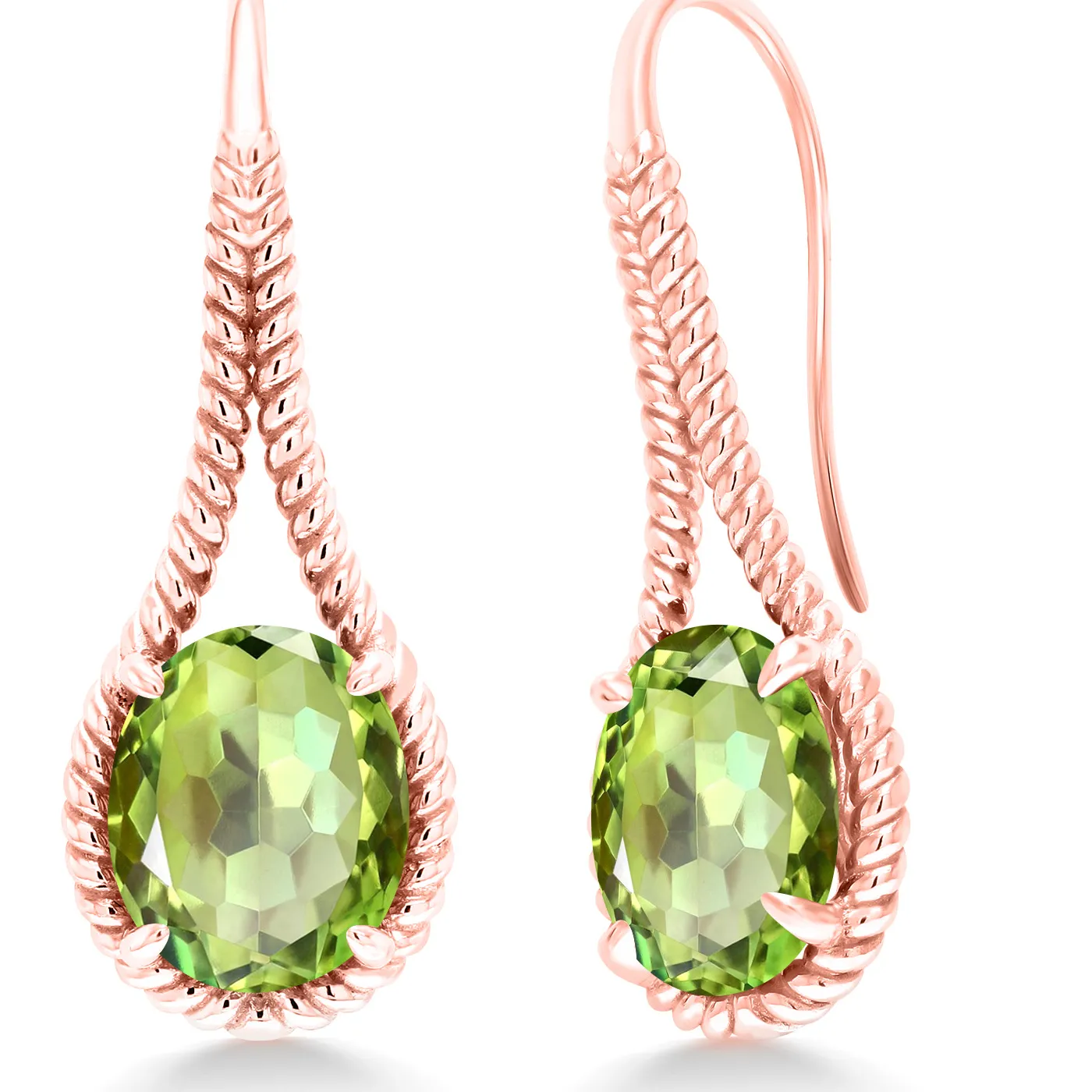 Authentic Gemstone Dangle Earrings For Women In 18K Rose Gold Plated Silver | 12X10MM