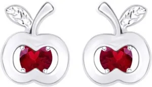 Authentic The Crimson Orchard: Radiant Apple Stud Earrings in Gilded 14k Gold