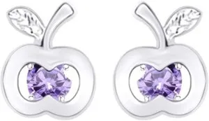 Authentic Forbidden Orchard: 14K White Gold Plated Apple Stud Earrings