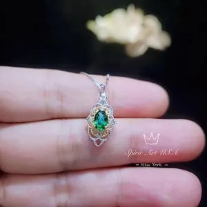 Authentic Tiny Thorn Apple Green Emerald Necklace - Gold Plated Sterling Silver