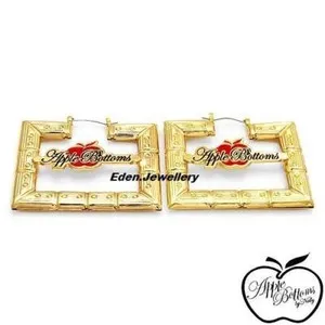 Authentic Gorgeous APPLE BOTTOMS Earrings by NELLY Oversize Gold Plated Red Black Enamel