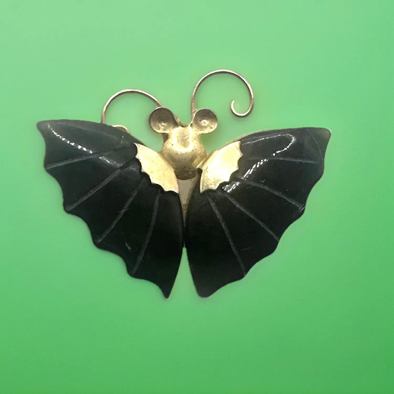 Authentic The Gilded Chrysrysalis: Vintage Jade and Gold-Plated Moth Talisman