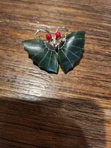Authentic Moth Butterfly Pin Brooch or Pendant VTG Jade Coral Gold Plated 
