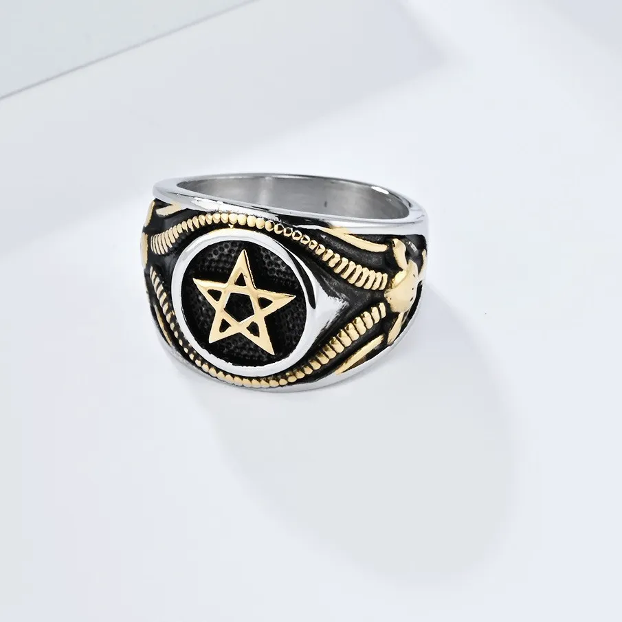 Authentic The Sigil of the Astral Veil: Gold-Plated Pentagram Ring