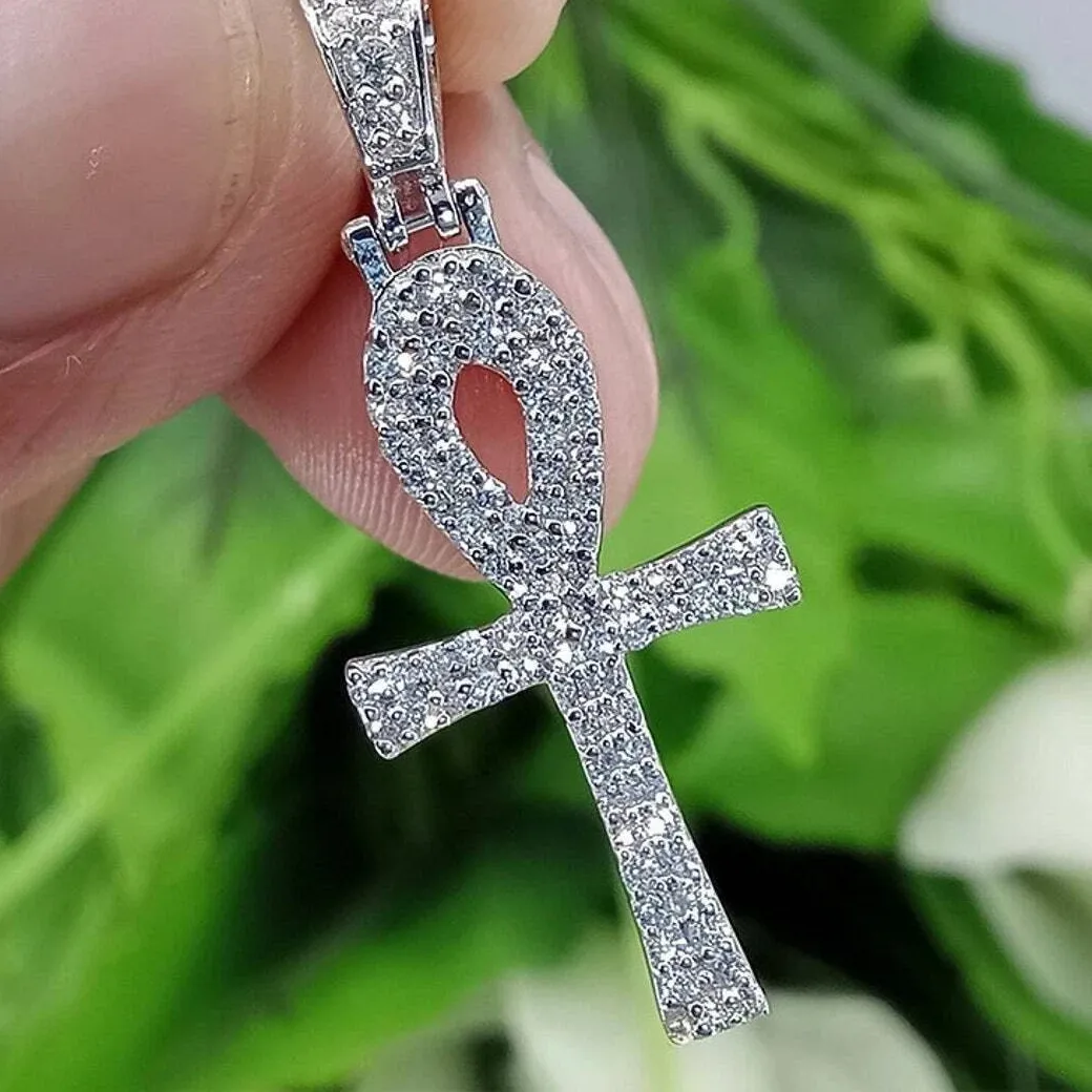 Authentic The Solar Key of Eternal Life: Radiant Moissanite Ankh Pendant
