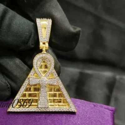 Authentic The Golden Key of Eternity: Triangle Ankh Moissanite Talisman