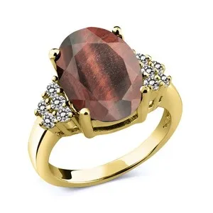 Authentic The Gilded Eye of Vitality: Tiger Eye and Diamond Ring