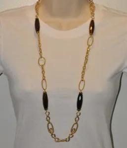 Authentic The Gilded Sovereign Tiger Eye Oracle Chain - 35-Inch 14K Gold Plated Silver Talisman