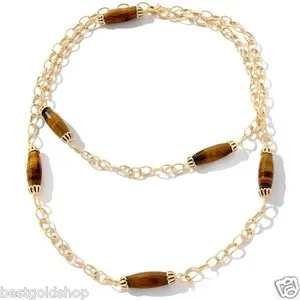 Authentic Gilded Visionary Talisman - 14K Gold Plated Tiger's Eye 40-Inch Sacred Chain