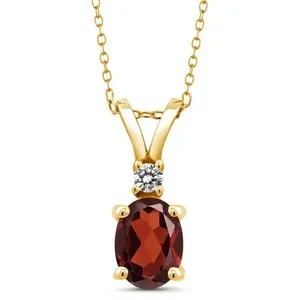 Authentic Celestial Harmony: 18K Yellow Gold Plated Silver Birthstone and White Diamond Pendant