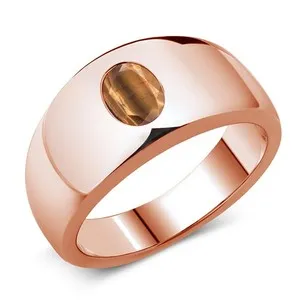 Authentic Men’s 18K Rose Gold Plated Silver Gemstone Birthstone Ring | Oval 8X6MM | Bezel