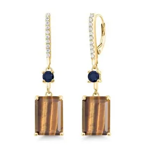 Authentic Celestial Gaze Tiger Eye and Sapphire Sacred Alignment Earrings