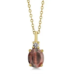 Authentic 1.57 Ct Red Tiger Eye Diamond 18K Yellow Gold Plated Silver Pendant with Chain