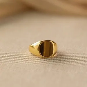 Authentic Tiger Eye Signet Ring Gold Plated Sterling Silver Men Vintage Statement