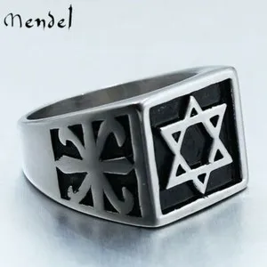 Authentic MENDEL Mens Gold Plated Hexagram Star of David Ring Size 7-15