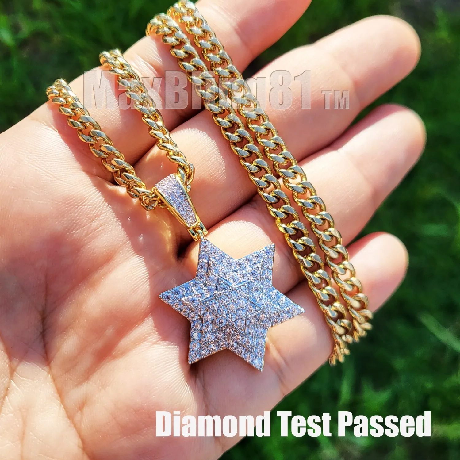 Authentic Celestial Shield: The Radiant Star of David Cuban Chain