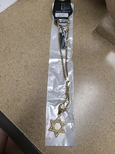 Authentic Men's Gold Plated Iced CZ Star of David Pendant 24" Rope Chain Necklace