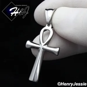 Authentic MEN Stainless Steel Silver/Black/Gold Plated Plain Ankh Key Cross Pendant*BP112