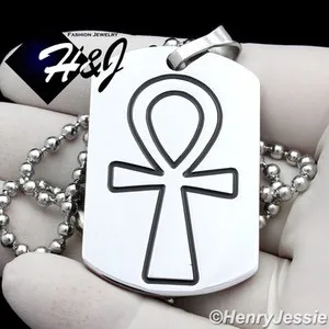 Authentic The Eternal Breath: Ankh Dog Tag Pendant in Tri-Tone Radiance