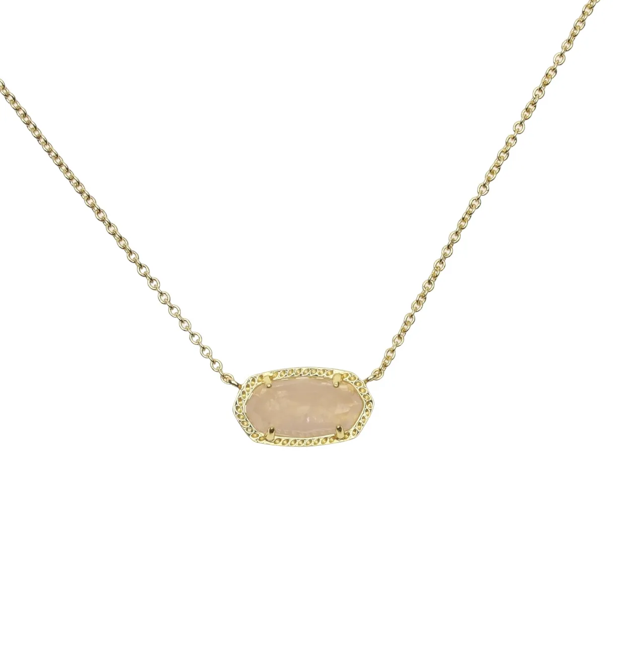 Authentic Rose Quartz Radiance: Elisa Pendant, 14K Gold‑Plated Serenity