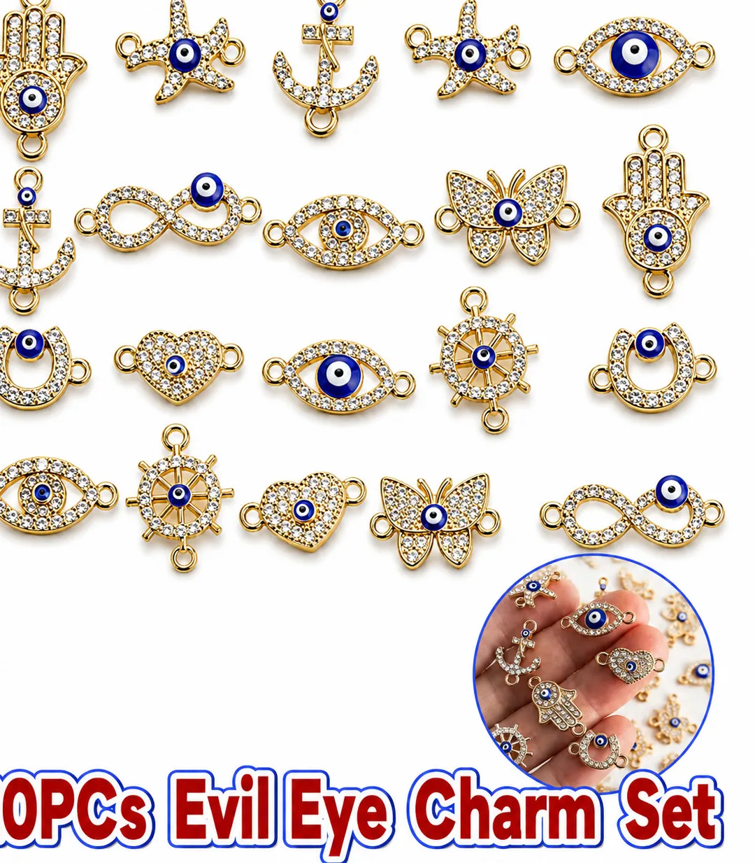 Authentic Vessels of the All-Seeing Gaze: Gold-Plated Evil Eye Charms