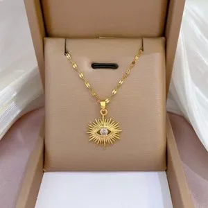 Authentic 18k Gold Plated Evil's Eye Necklace Lucky Women's Jewelry