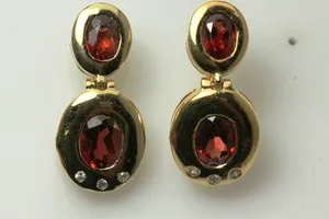 Authentic Guardian's Harmony: Oval Garnet & CZ Earrings for Serenity and Balance