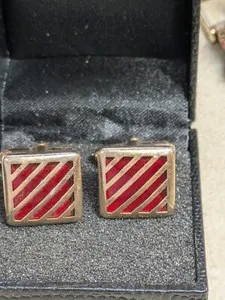 Authentic Crimson Garnet & 14k Gold Art Deco Cuff Links: Radiant Flame of Protection
