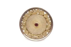 Authentic Dalia ID Gold Plated Sterling Silver 925 Garnet Ring Size 9.5
