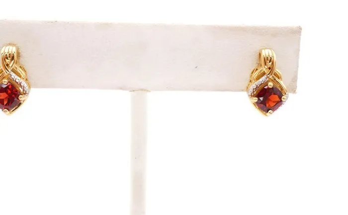 Authentic Heartfire Garnet Earrings – Gold‑Veiled 925 Silver Guardians