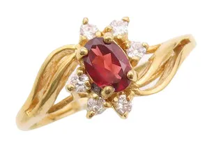 Authentic 925 Sterling Silver Vintage Ring Gold Plated Floral Garnet & CZ Sz 10.5  RG30776