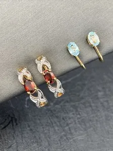 Authentic Sacred Energetic Attunement: Garnet & Blue Topaz Pierced Earrings