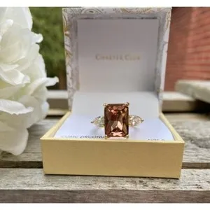 Authentic NWT CHARTER CLUB GOLD PLATED AMBER RING - 8; ORIG: $30