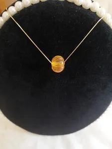 Authentic Natural amber gemstone pumpkin pendant 925 silver gold plated necklace  women