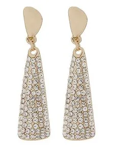 Authentic CLIP ON EARRINGS - gold plated drop earring with clear crystals - Amber G