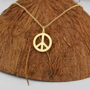 Authentic Spiritual Yoga Gift, Gift for Her Peace Symbol Pendant  14k Yellow Gold  Plated