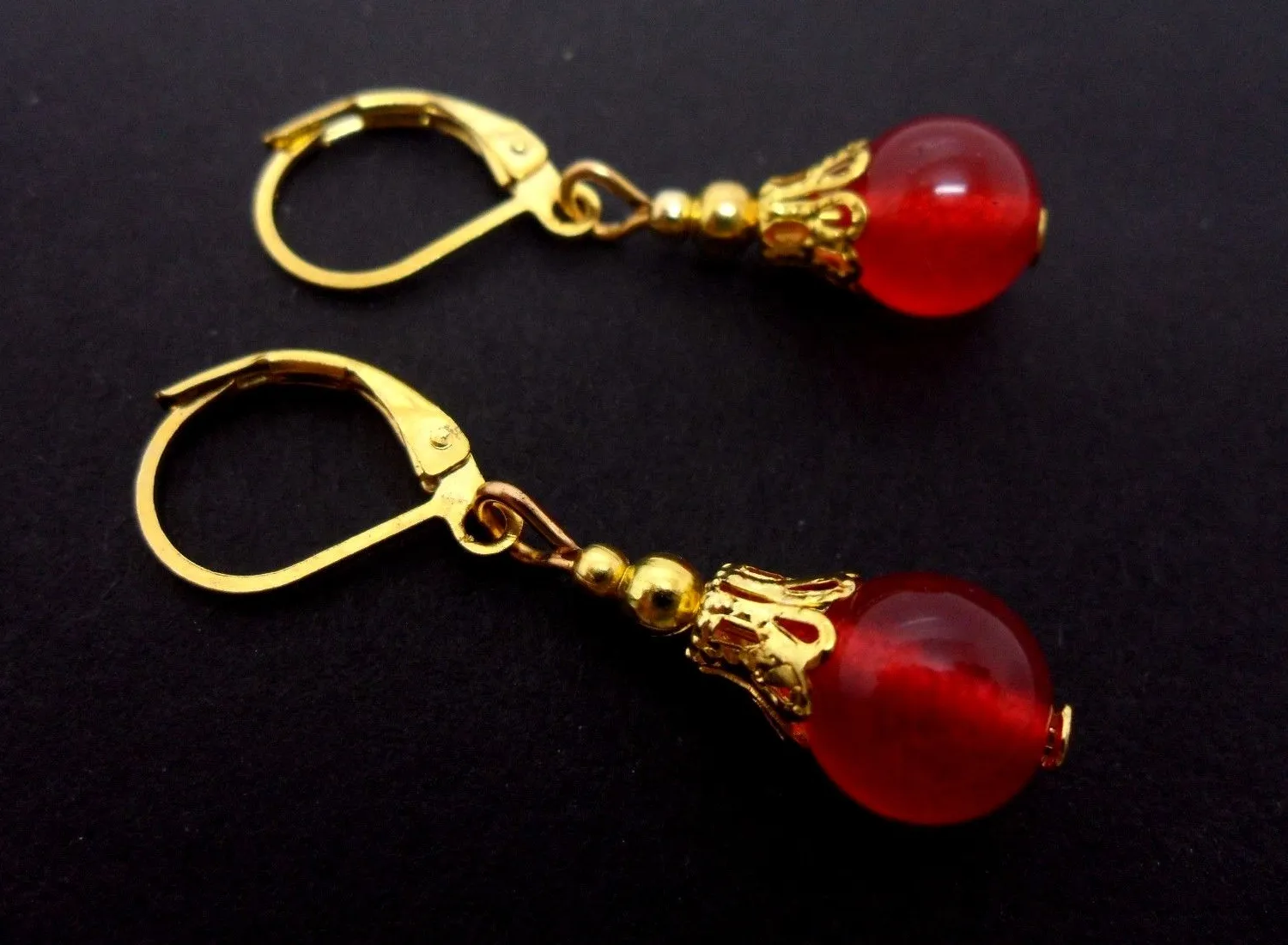 Authentic Crimson Vitality: Sacred Red Jade Talisman Earrings