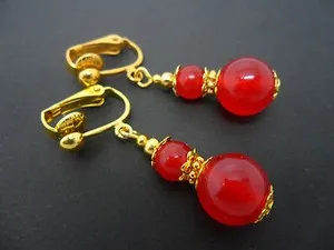 Authentic Crimson Resonance Gold-Plated Drop Earrings